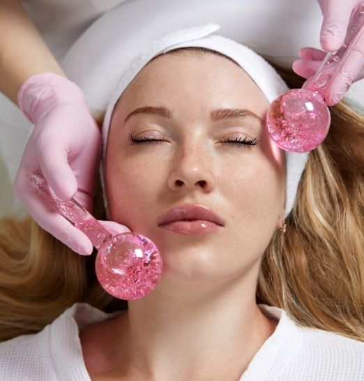 Treatment being applied during a skin care session